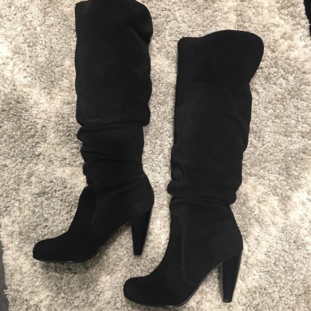 Black Suede, Slouchy Boots